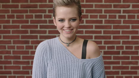 fashion portrait of young stylish woman laughing cheerful