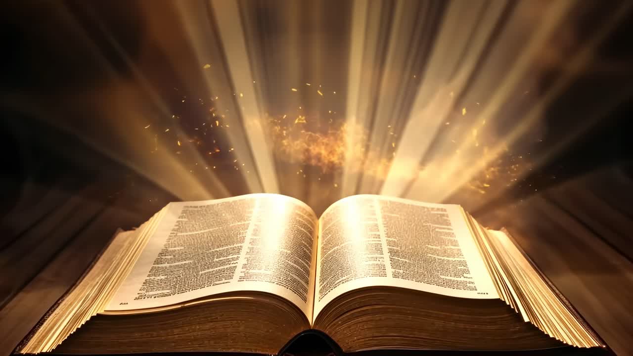 Un libro aperto emette raggi di luce splendenti, a simboleggiare la conoscenza