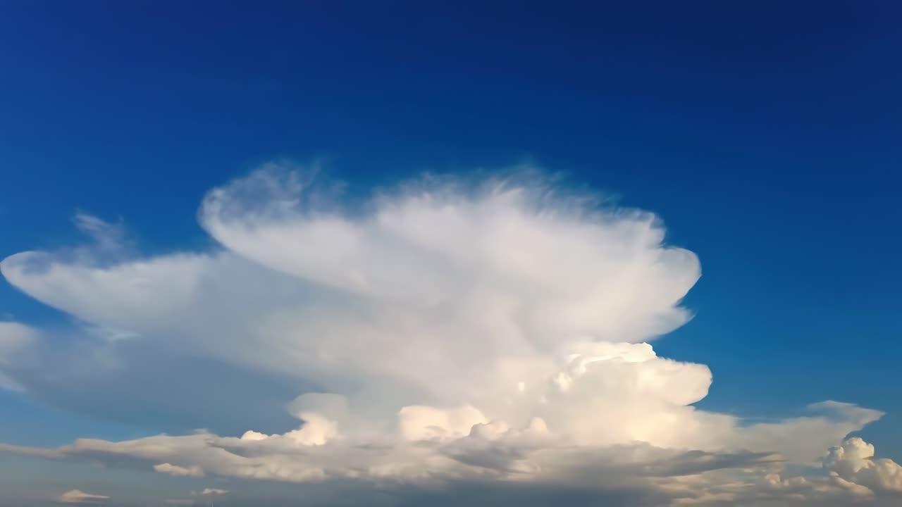 Time Lapse of a Large Cumulus Cloud Forming in a Blue Sky