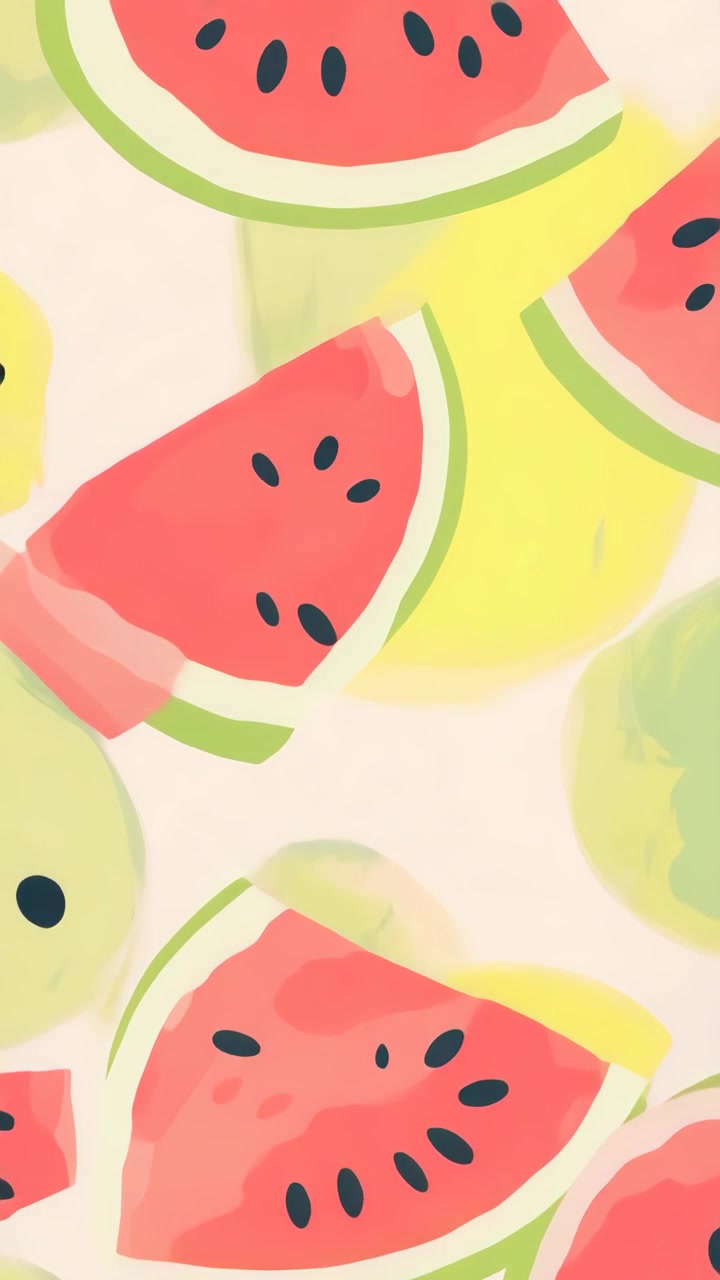 Vibrant Animated Watermelon Slices Pattern Background Loop