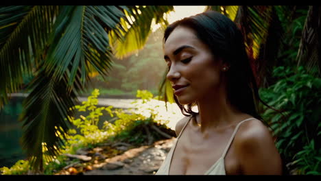 woman in a tropical paradise