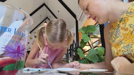 mother and daughter painting together