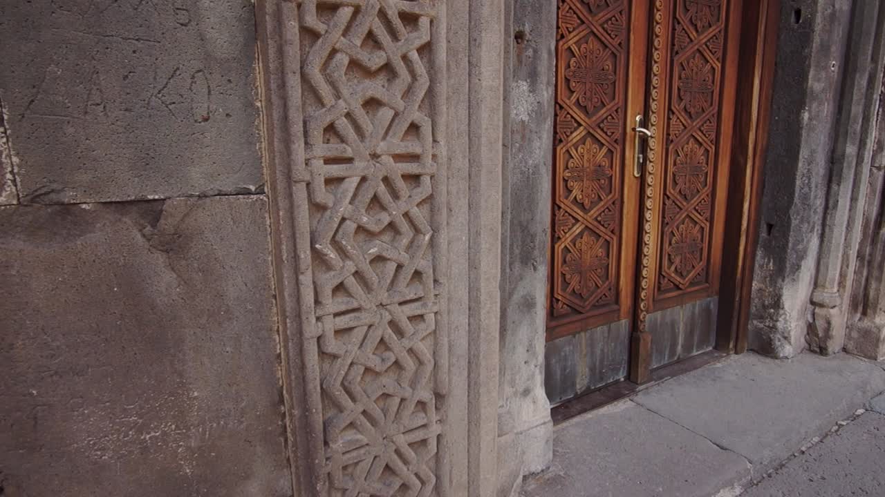 Tilt up | Armenian architecture in Geghard monastery, Armenia | Silk Road Armenia