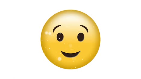 digital animation of white particles floating over winking face emoji against white background