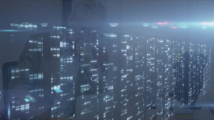 Digital animation of multiple and light spots moving against moving background