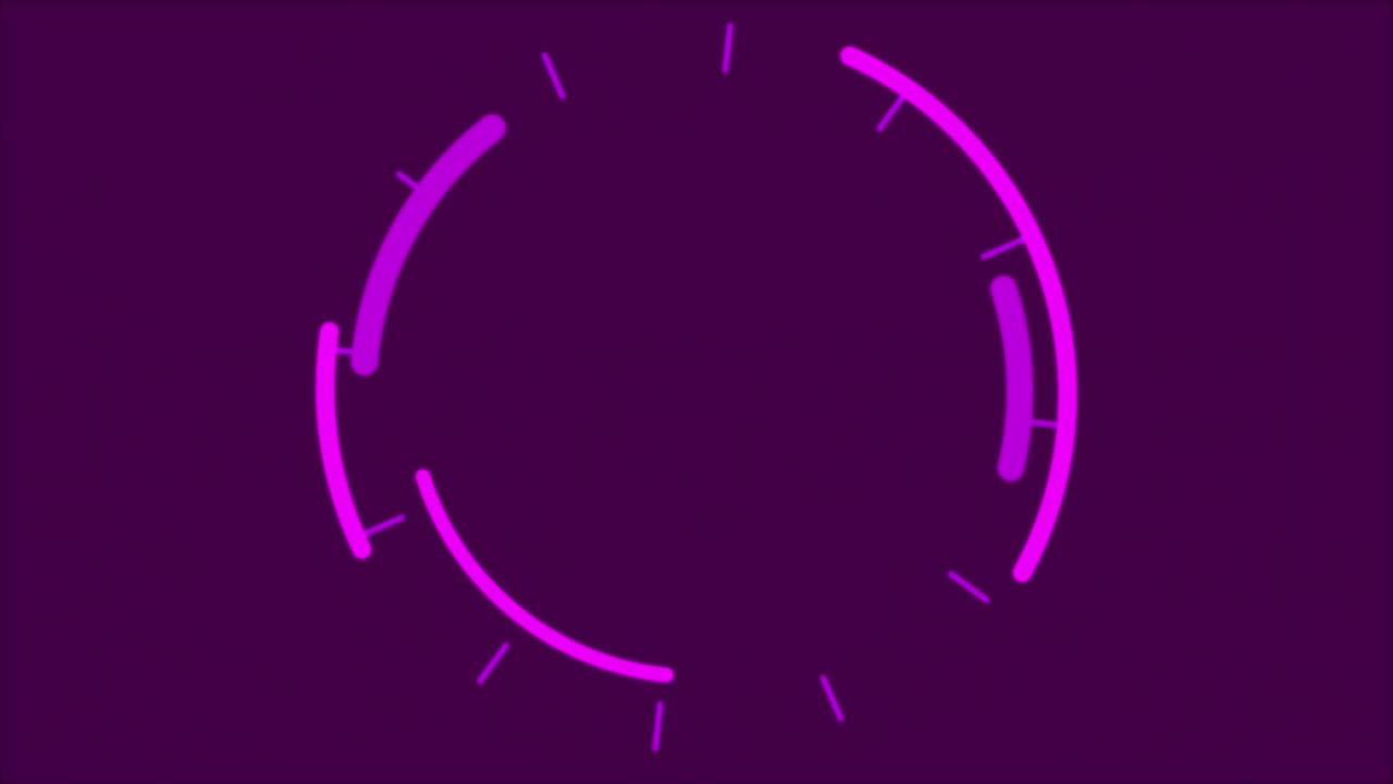 Animación de escaneo de mira púrpura y procesamiento de datos sobre oficina vacía