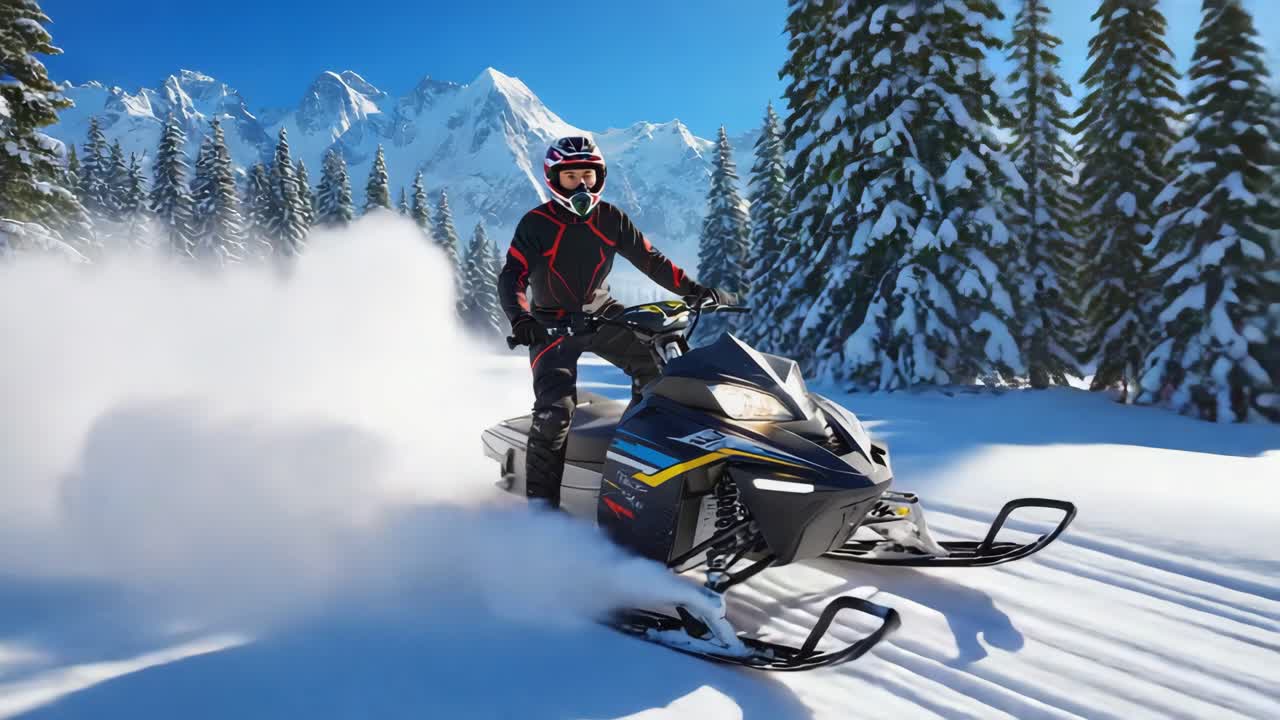 Snowmobiling in the Mountains