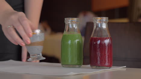 a closeup on healthy snacks being put on a table