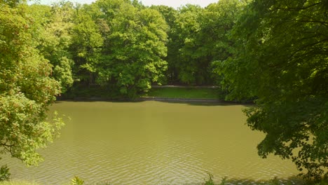 panoramic shot of the bois de la cambre lagoon in brussels, belgium