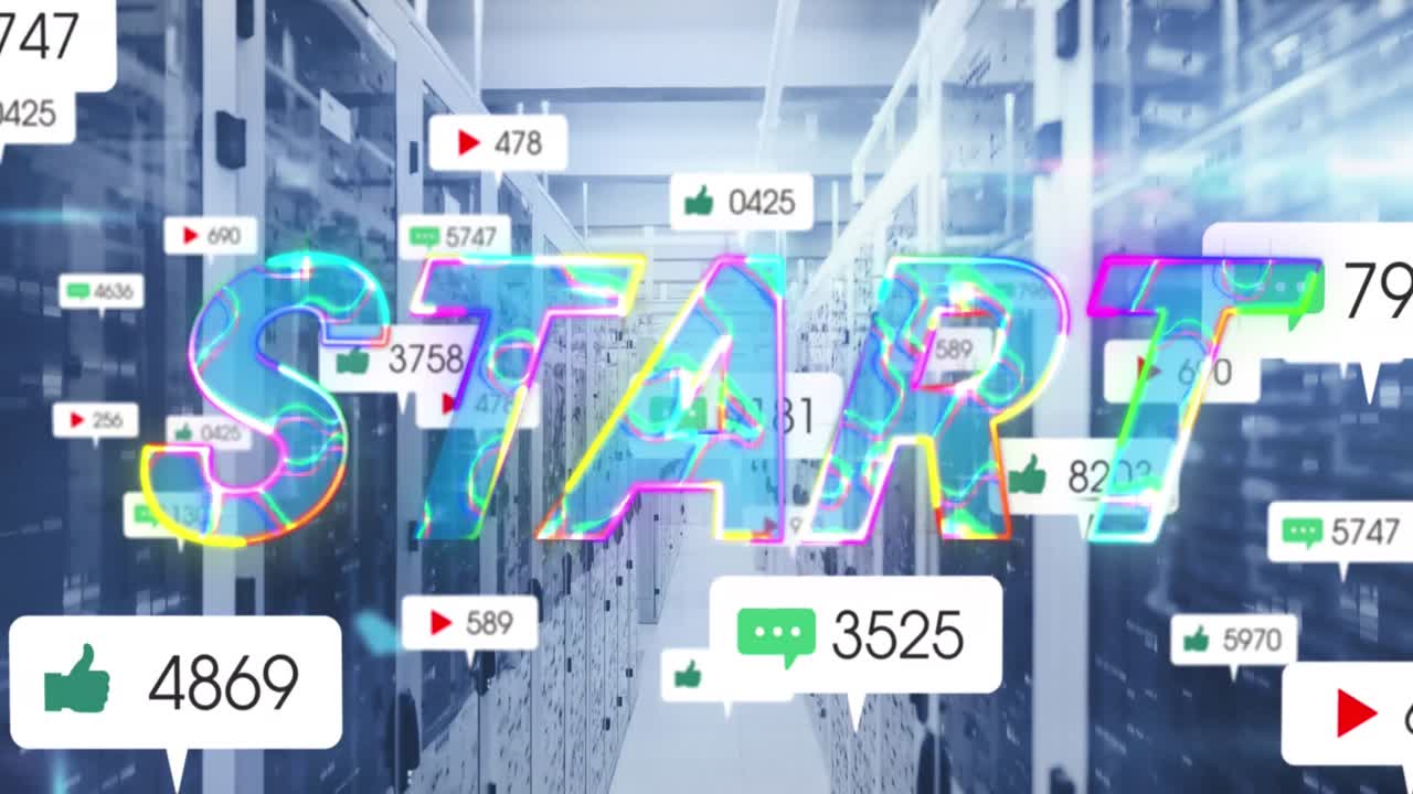 시작 텍스트와 서버  ⁇ 에서 성장하는 숫자의 애니메이션