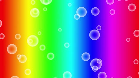 rising bubbles on rainbow color gradient background (seamless loop)