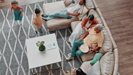 family enjoying movie night