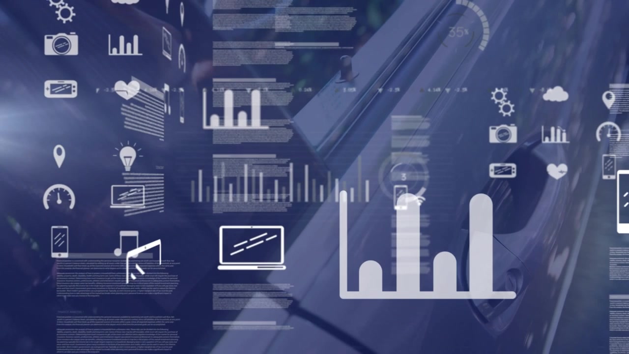 Digital Data Visualization Overlay on Business Professional Working