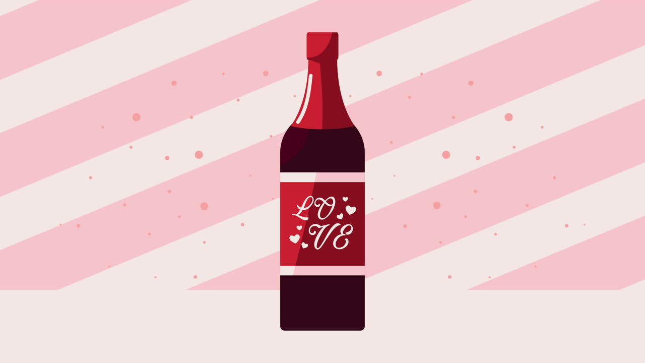 botella de vino rojo con etiqueta de amor