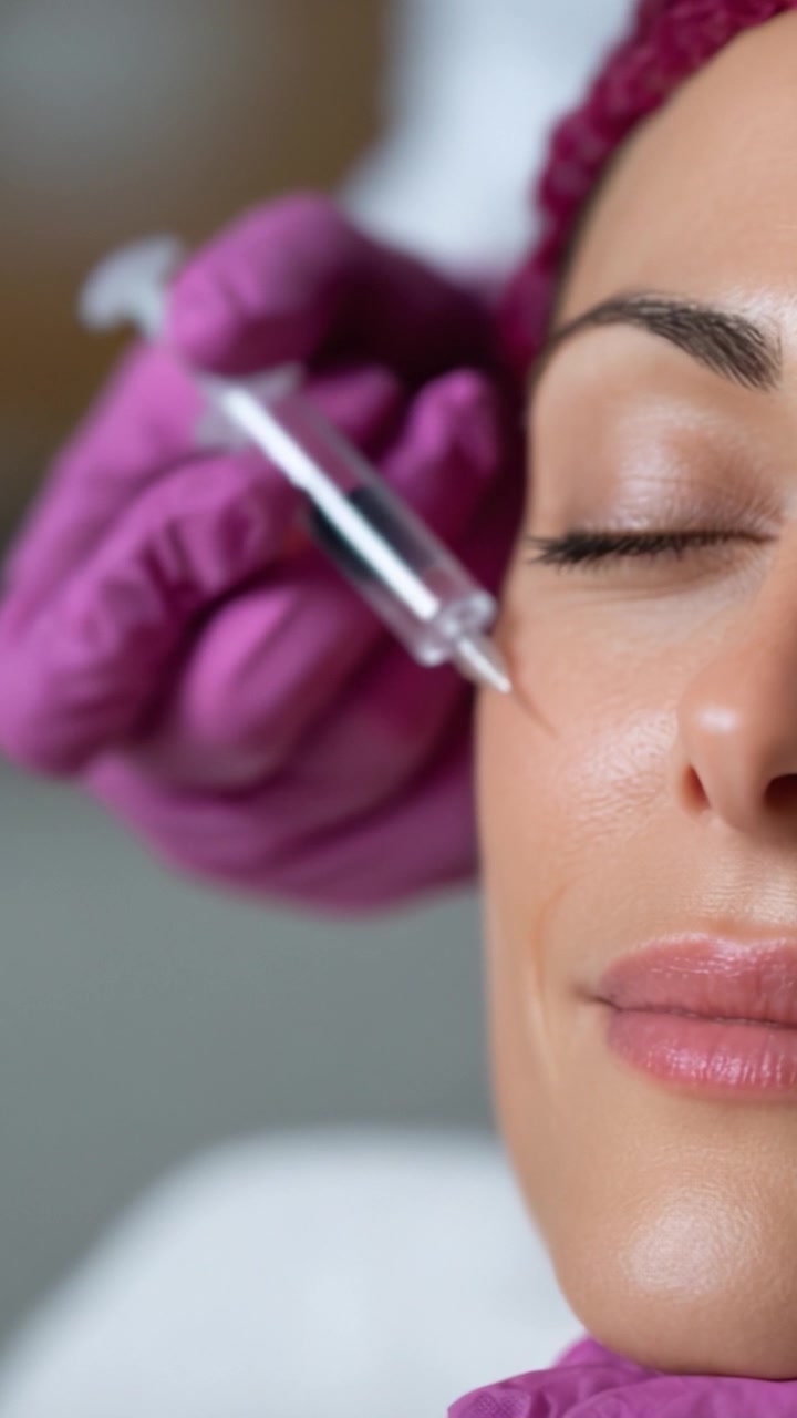 Una vista ravvicinata di una donna che riceve un'iniezione cosmetica, che mostra un professionista esperto che somministra un trattamento di bellezza con precisione e cura per caratteristiche migliorate