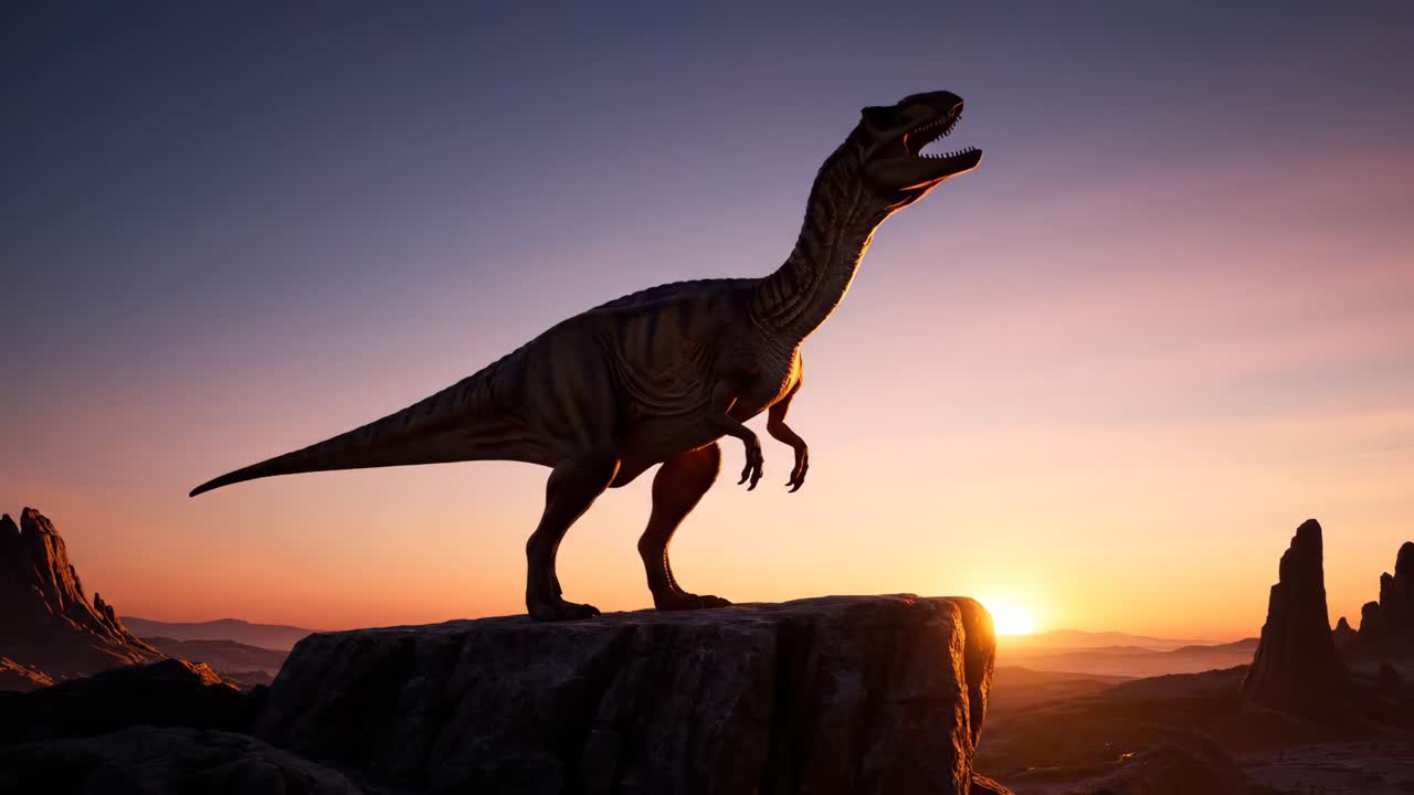Dinosaur Silhouette at Sunset