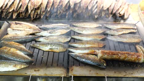 grilled mackerel at a turkish market