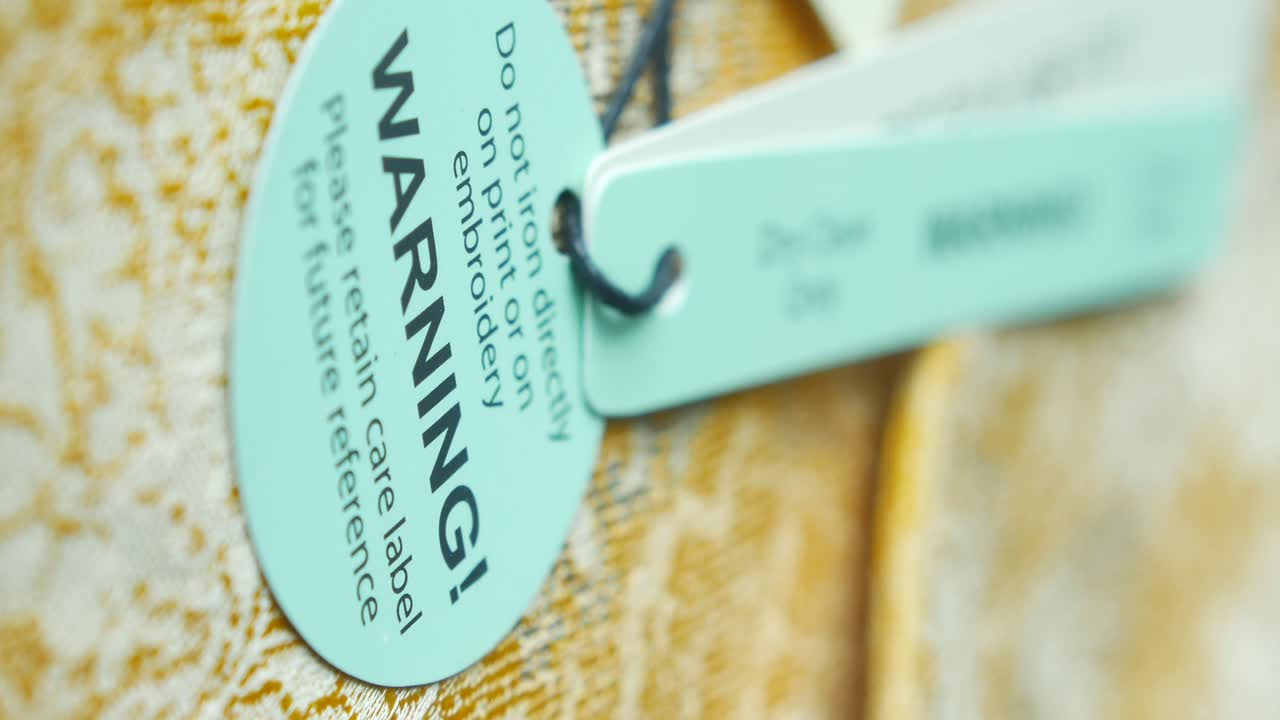 Clothing Care Label with Warning