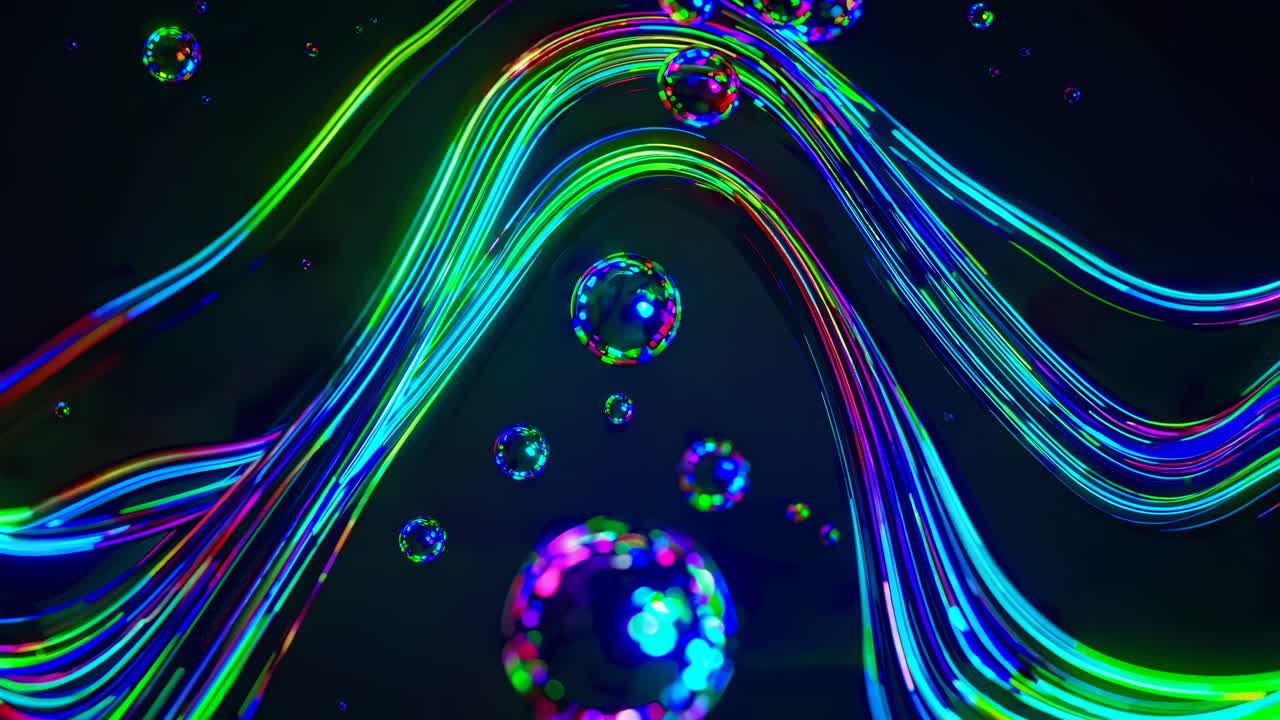 추상적인 네온 선과 거품