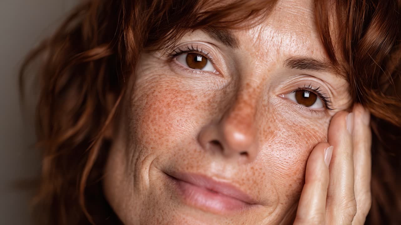 Un viaggio di espressione: un ritratto ravvicinato di una donna che passa dalla serenità alla gioia, catturando l'essenza delle emozioni in due scatti distinti.