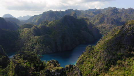 aerial view of blue lagoon in coron, palawan, philippines