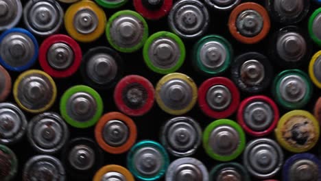 close up of positive ends of aa batteries selective focus close up of positive ends of aa batteries hazardous garbage concept