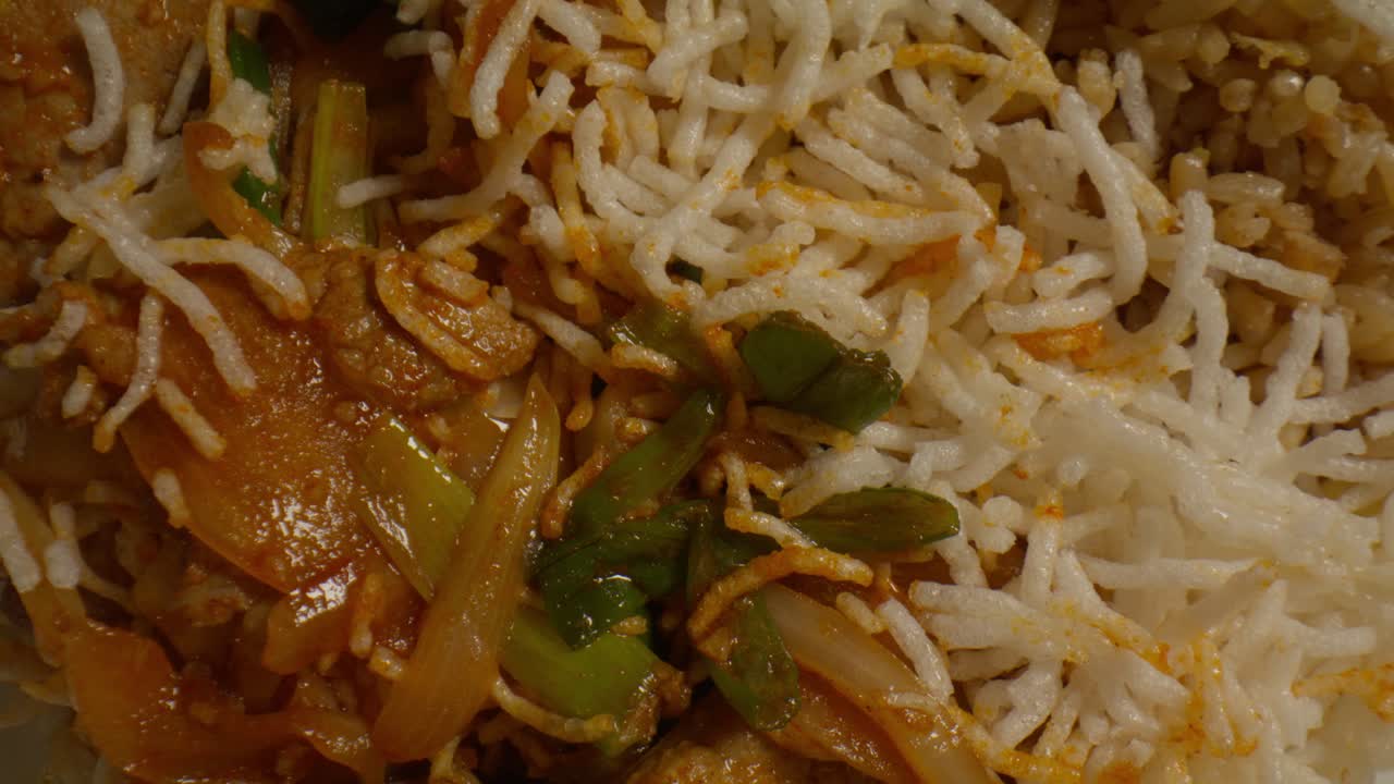 Chinese Mongolian Beef on Plate Spinning