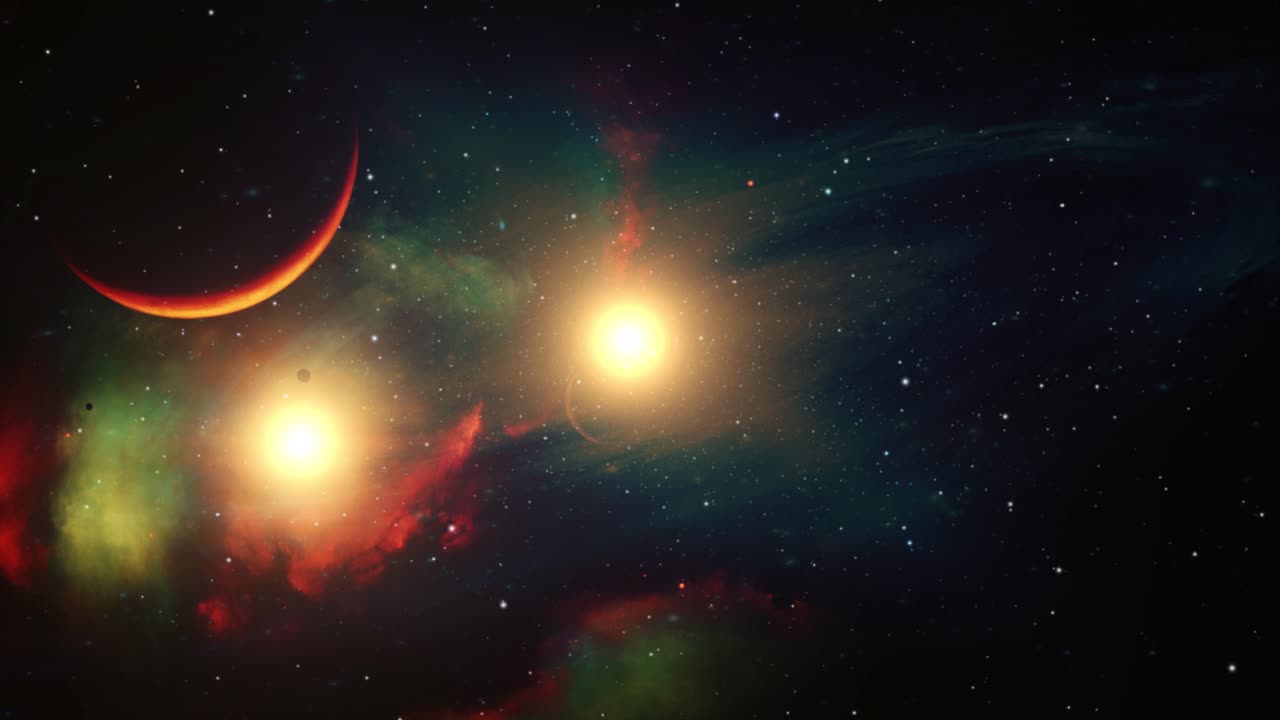 una luz brillante entre la nebulosa contra el primer plano del planeta en el espacio