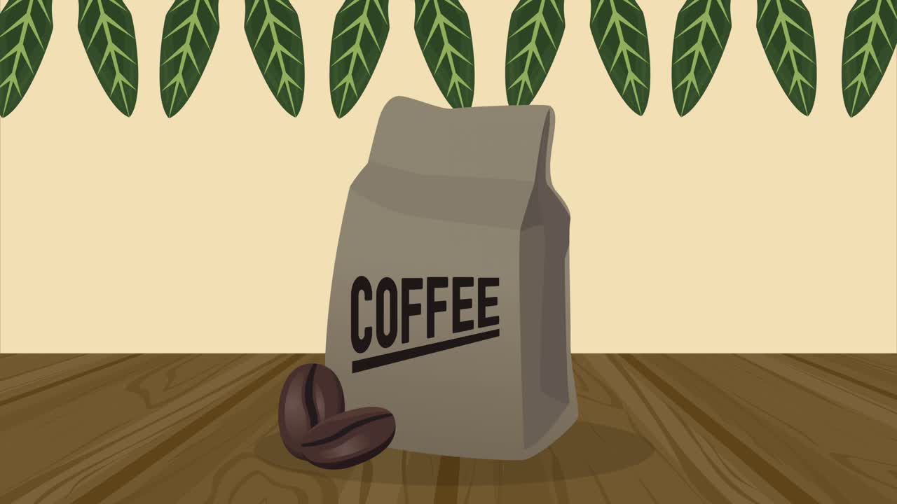 coffee house lettering in bag animation