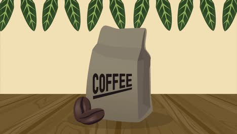 letras de la casa de café en la animación de la bolsa