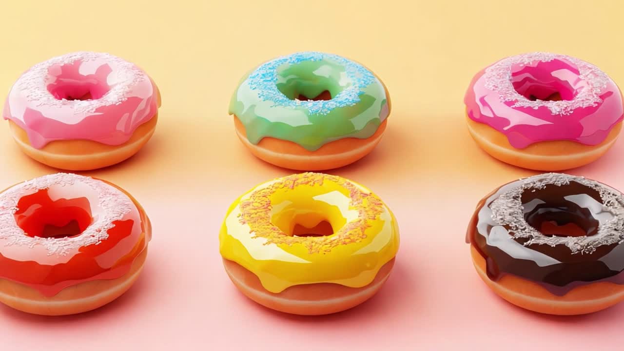 Delicious doughnuts with colorful glaze and sprinkles