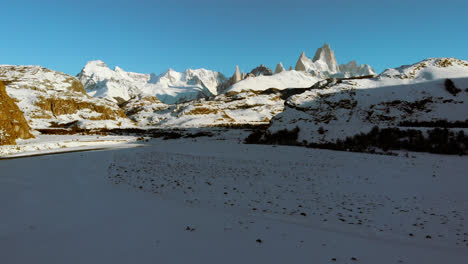 aerial view of fitz roy mountain range in patagonia