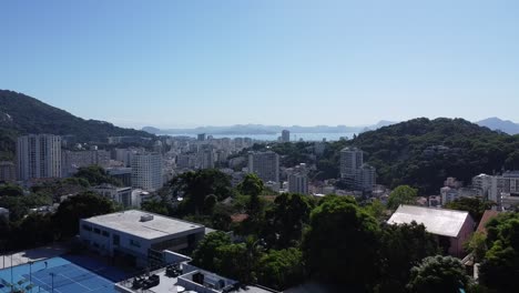 rio de janeiro skyline with sea, nature and tennis courts