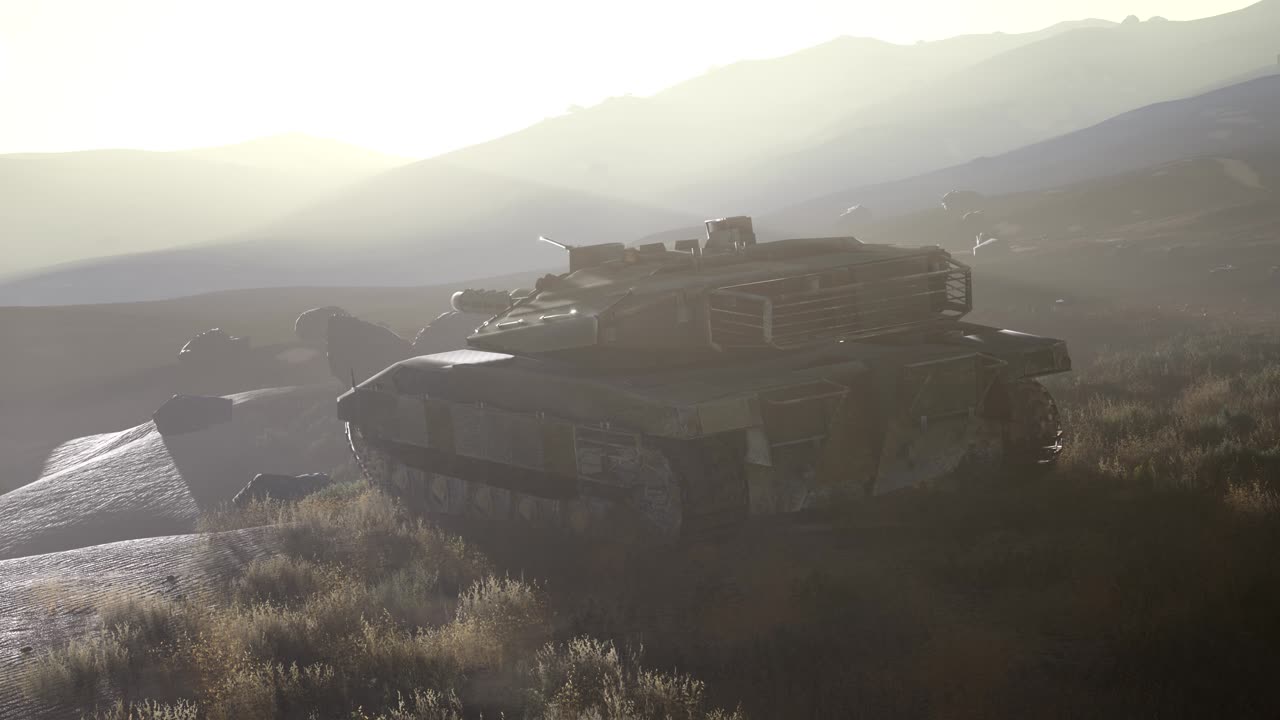 Vecchio carro armato arrugginito nel deserto