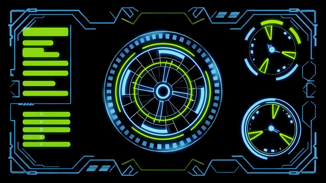 Animated Futuristic HUD Display with Digital Data Elements