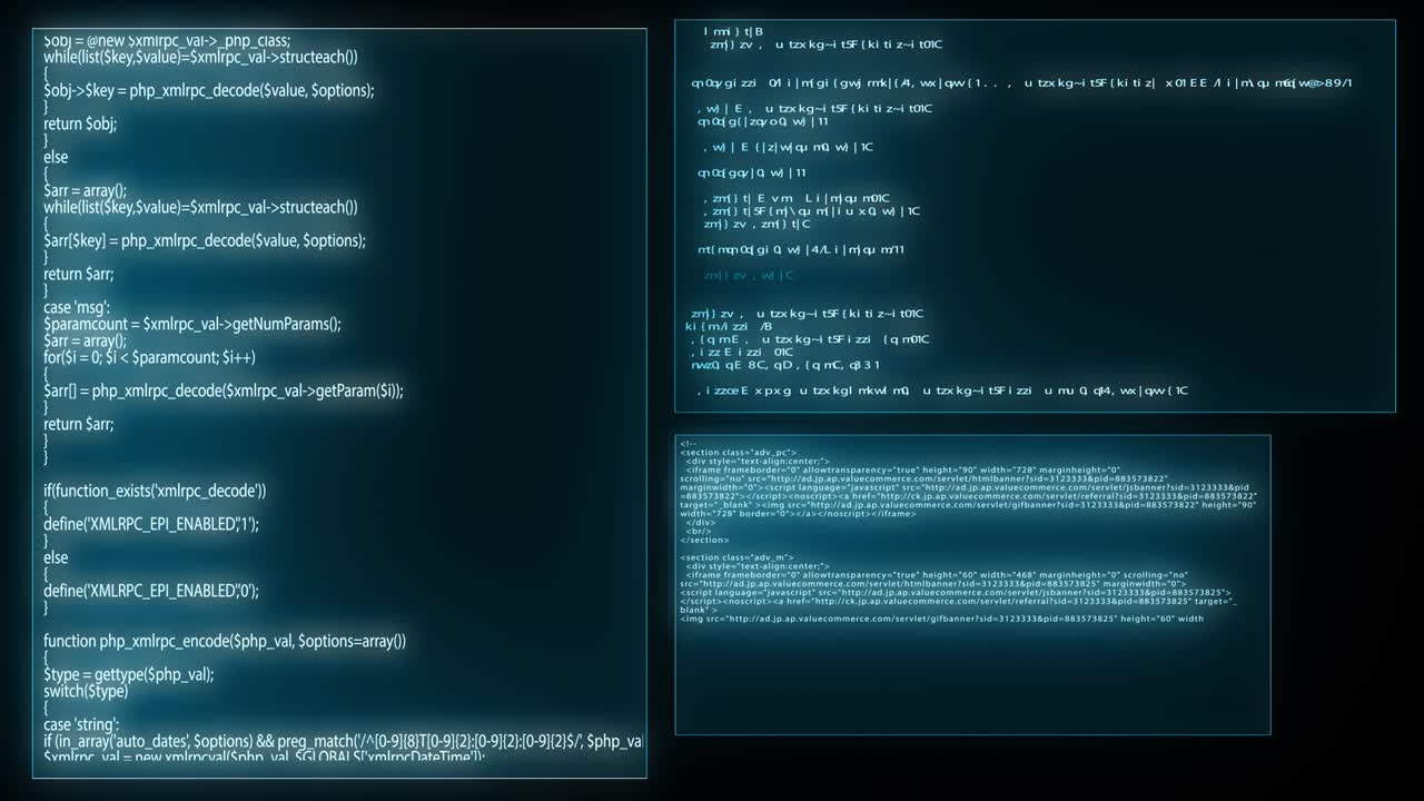 kod źródłowy programowanie ekranu tekst przewijania animacja