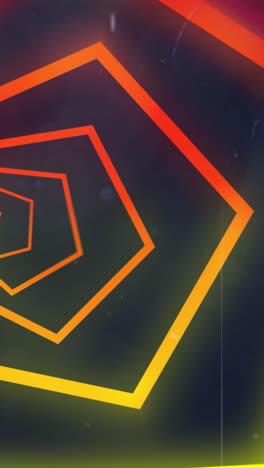 animation of yellow and orange neon geometrical shapes over dark background