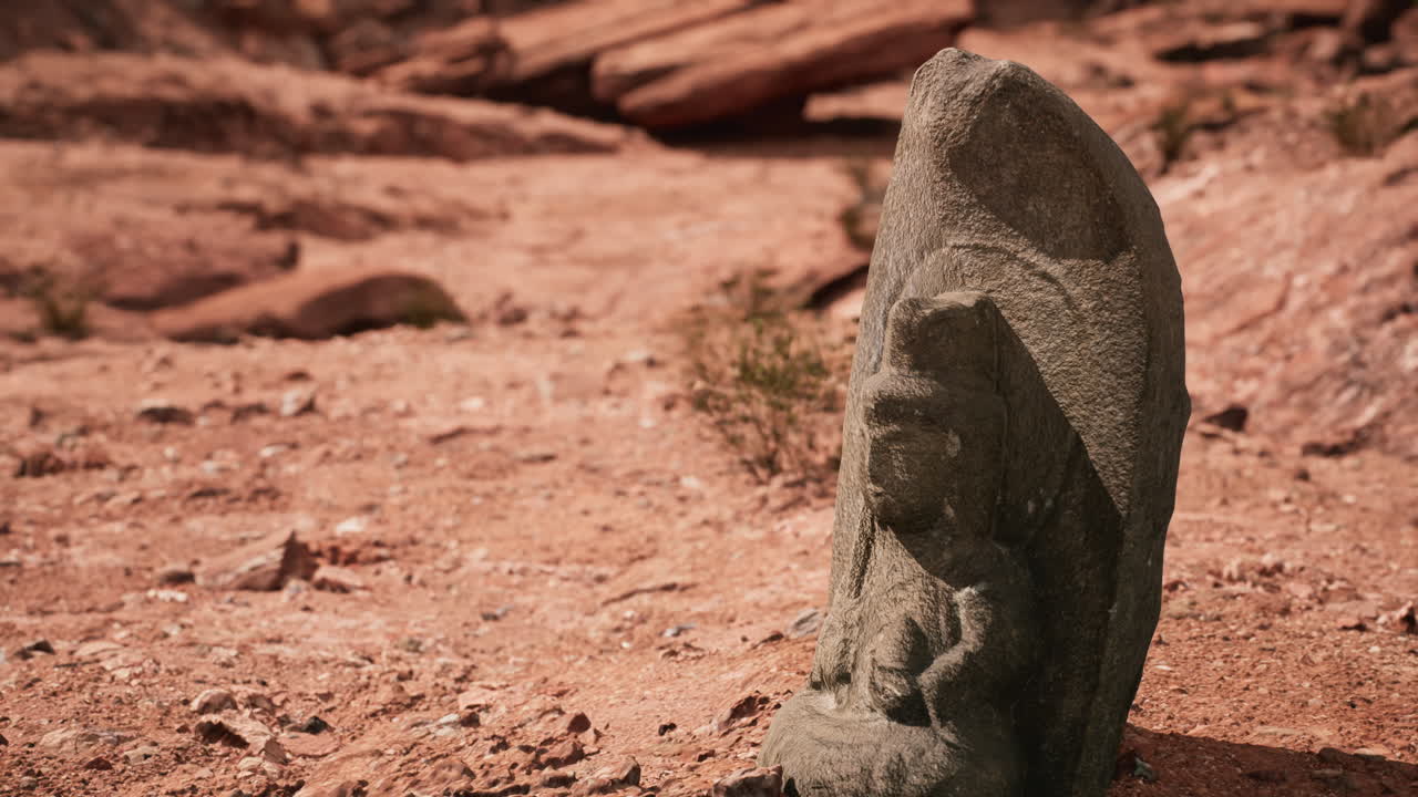 Ancient Statue on the Rocks Desert