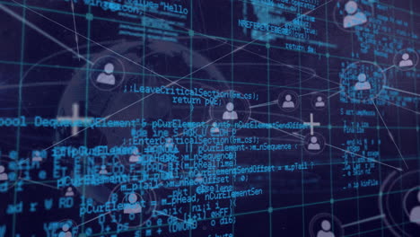 animación de redes de conexiones y procesamiento de datos en todo el mundo sobre fondo negro