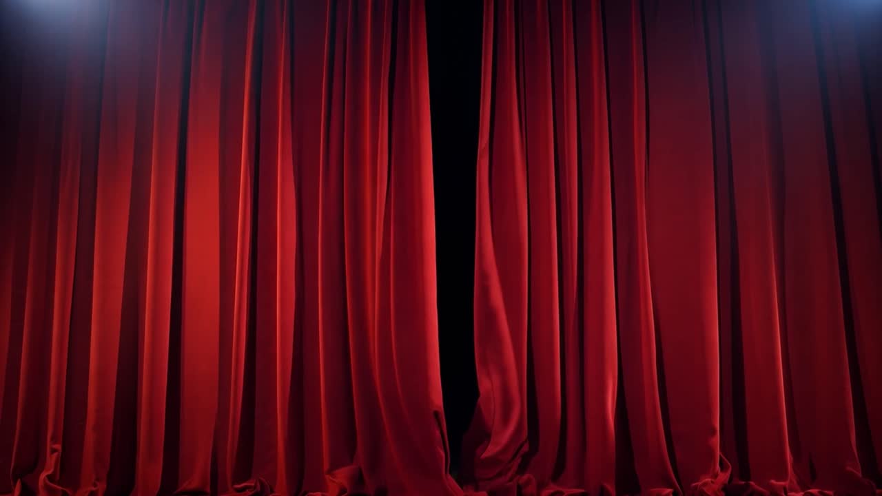 Apertura delle tende del teatro rosso