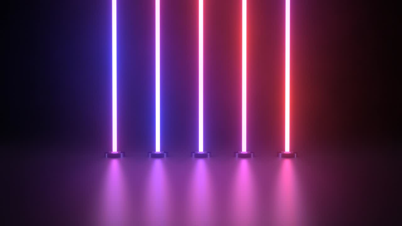 Beautiful 3D Ultraviolet Glowing Neon Line Fluorescent Laser Lights - 4K Seamless Loop Motion Background Animation