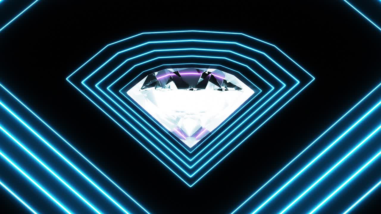 4k 추상적인 크리스탈 다이아몬드 네온 조명 vj 루프 배경 루프 애니메이션 3d 렌더링 아름다운 크리스탈 다이어몬드 보석 반이는 둥근 굴절 무지개 반사.