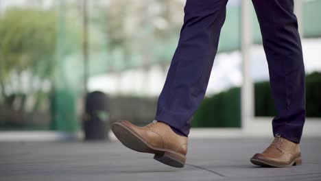 sección baja de hombre de negocios caminando por la calle