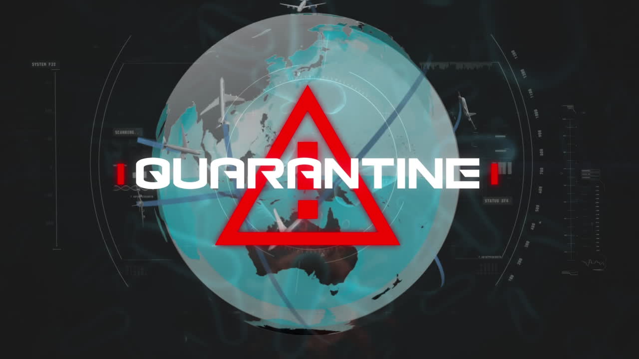 предупредительный знак и карантинный текст против вращения земного шара