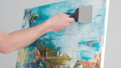 super slow motion 240 fps creative artist paints an abstract picture with colorful paints - super slow motion 240 fps, creative artist paints an abstract picture with colorful paints. contemporary works of art on canvas