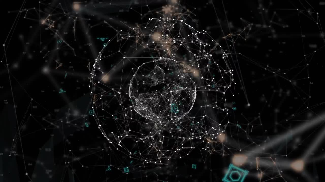 연결 네트워크와 함께 범위 스캐닝과 글로브의 애니메이션