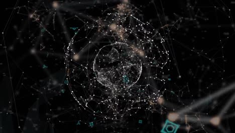 animación de escaneo de alcance y globo con red de conexiones
