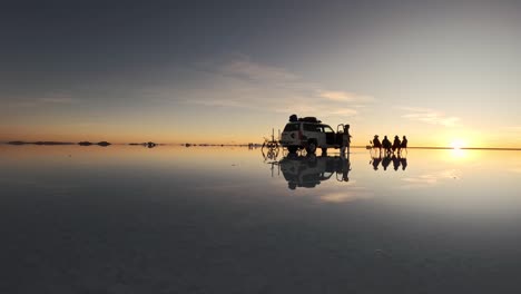 sunset time lapse at salar de uyuni in bolivia