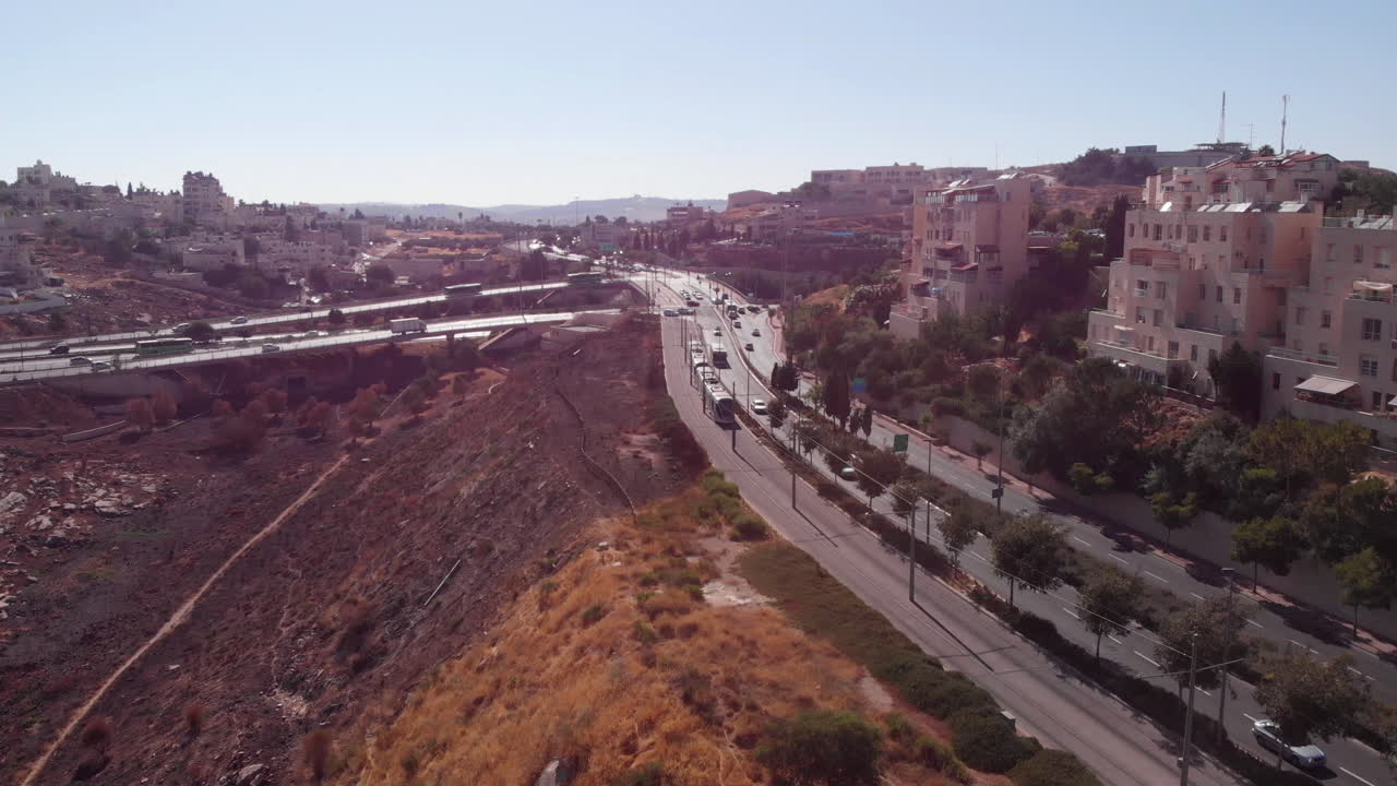 Light Rail in Jerusalem Aerial view