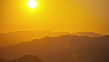 orange sunset over mount olympus on the island of cyprus